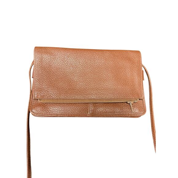 Fossil Brown Leather Crossbody Wallet Purse Pebbled Made In Brazil - Picture 1 of 9